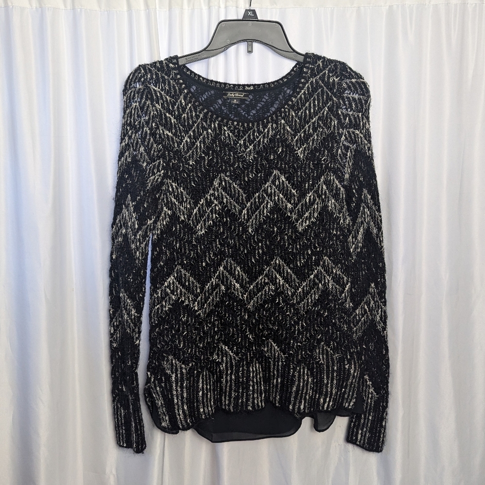 Lucky Brand Black and Silver Chevron Sweater